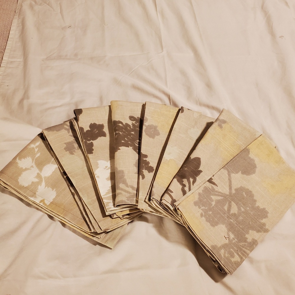 Target Home Tan Botanical Cotton Cloth Napkins Set of 8 Floral Neutral 20x20